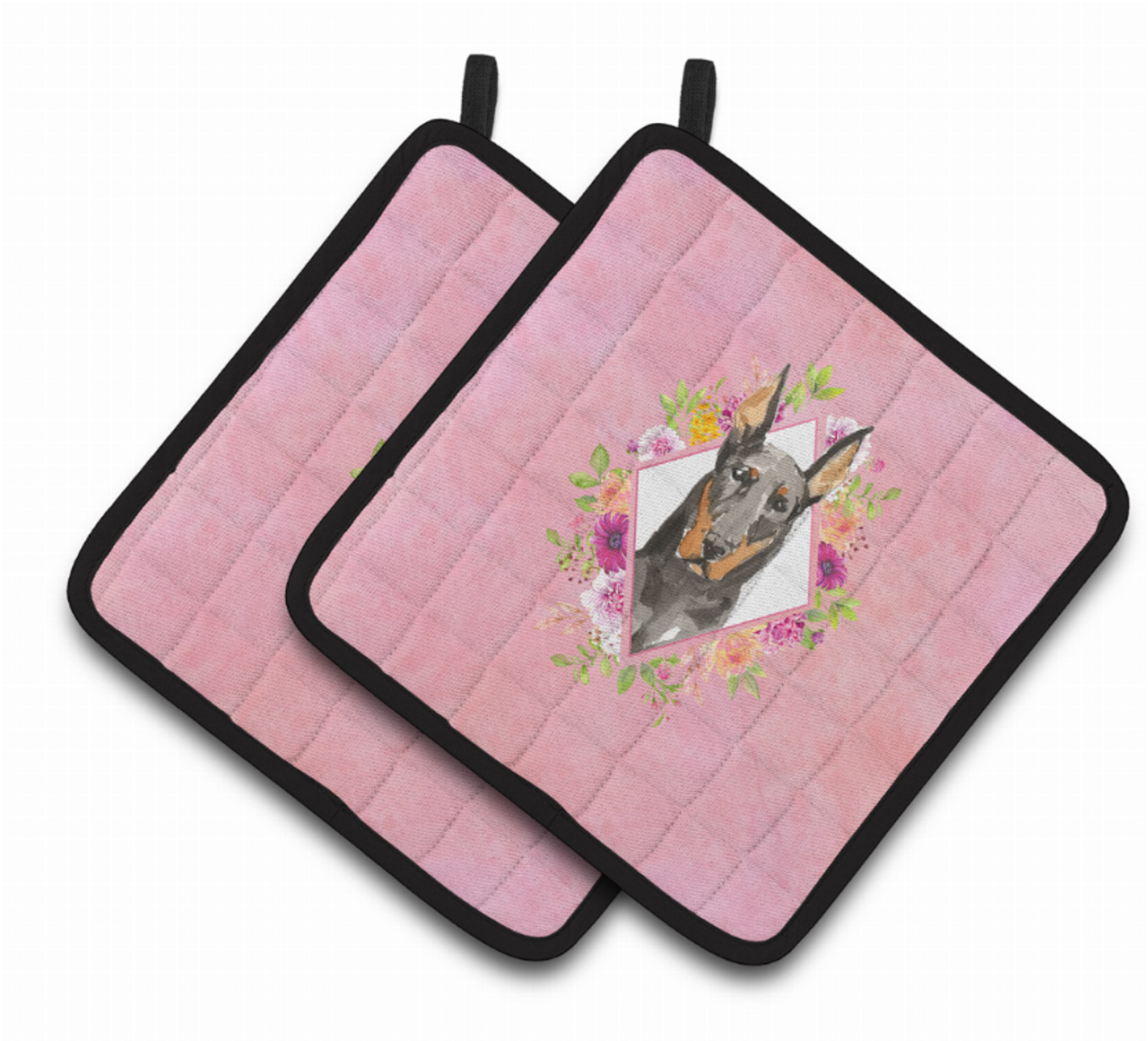 Dogs and Flowers Pair of Pot Holders - CK4241PTHD