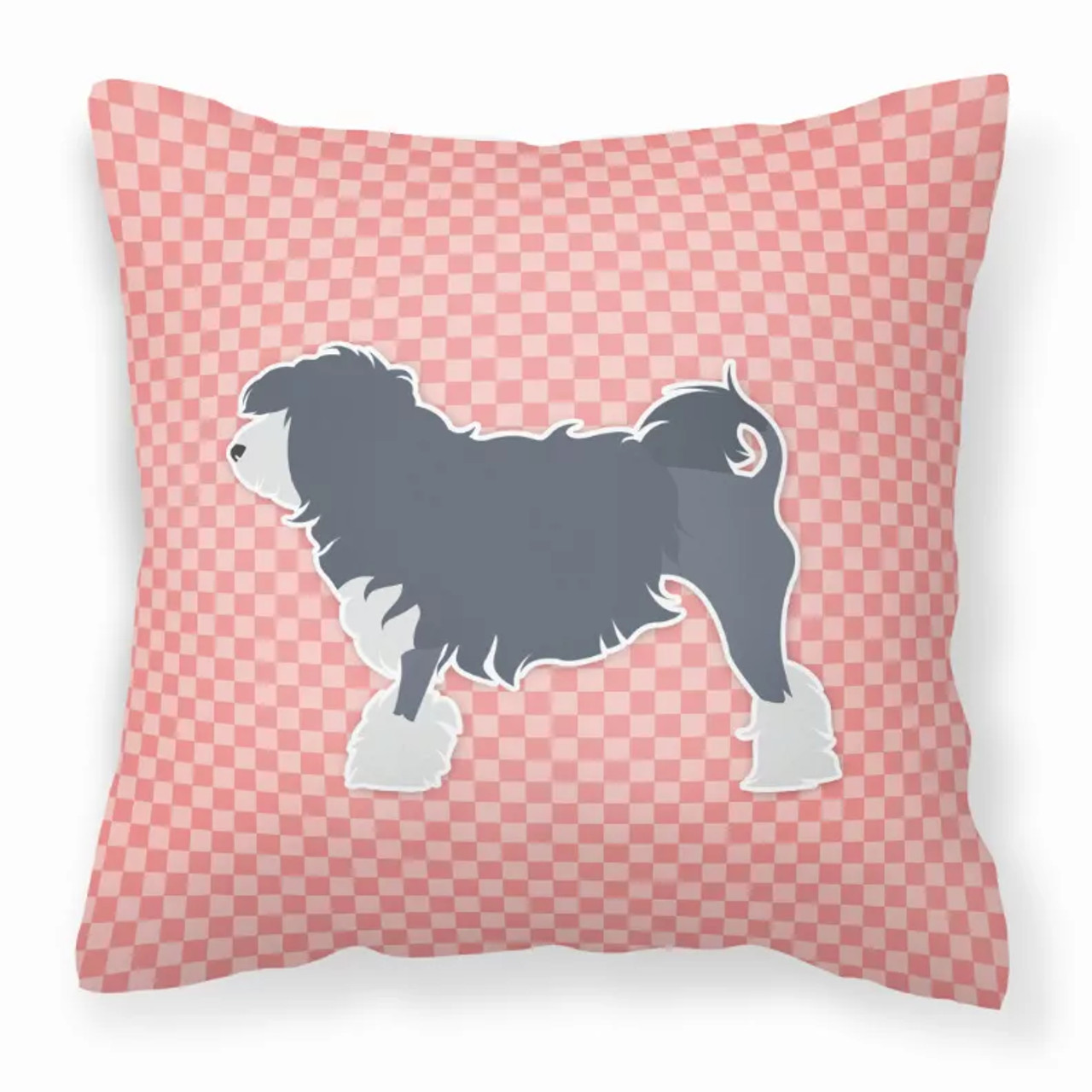 Dog Profile Checkerboard Design Fabric Decorative Pillow - S000213B001695P073461V000