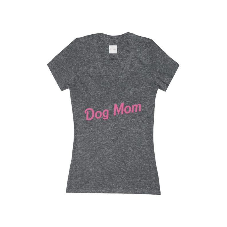 Dog Mom- Women's Jersey Short Sleeve Deep V-Neck Tee - S002142B002493P000465V015