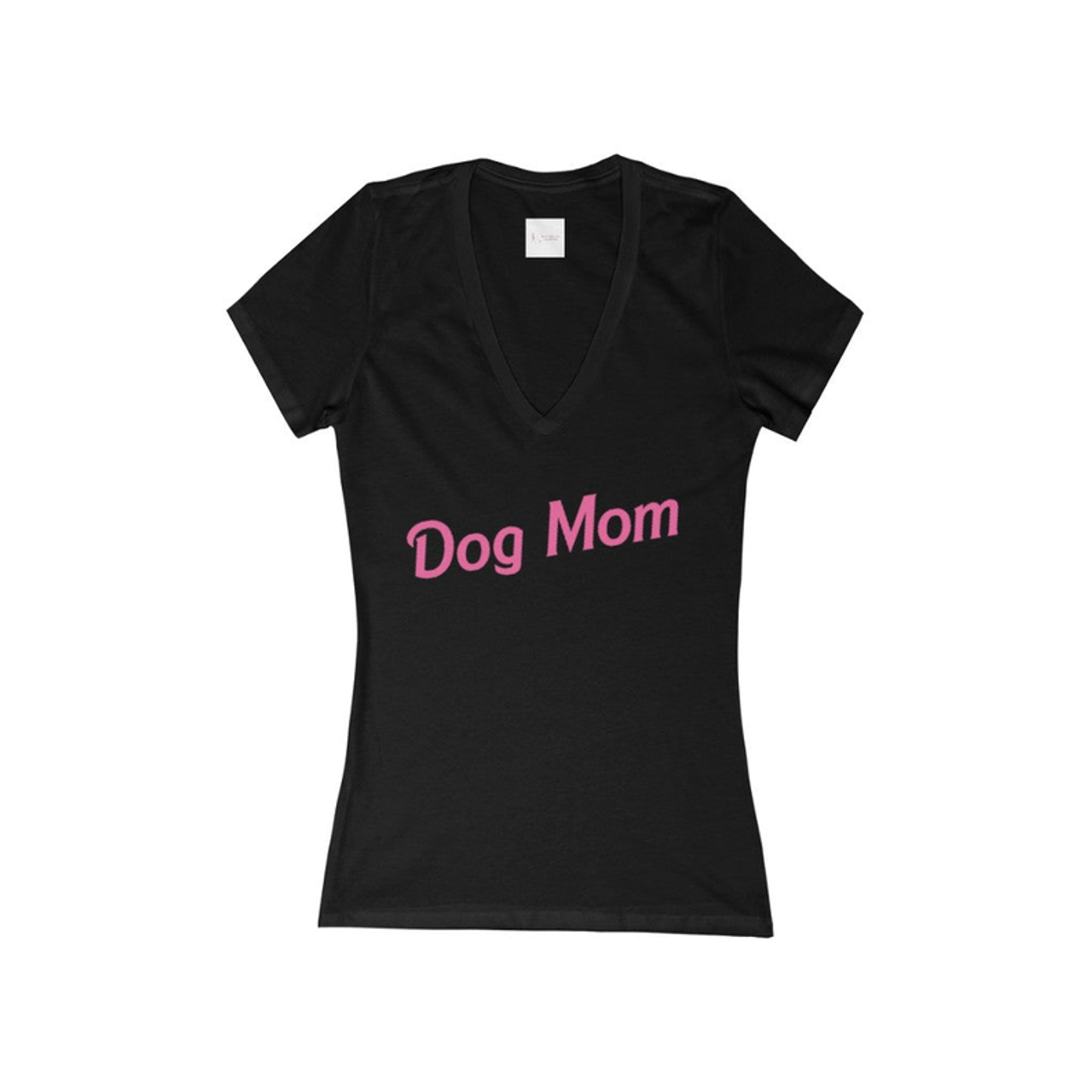 Dog Mom- Women's Jersey Short Sleeve Deep V-Neck Tee - S002142B002493P000465V008
