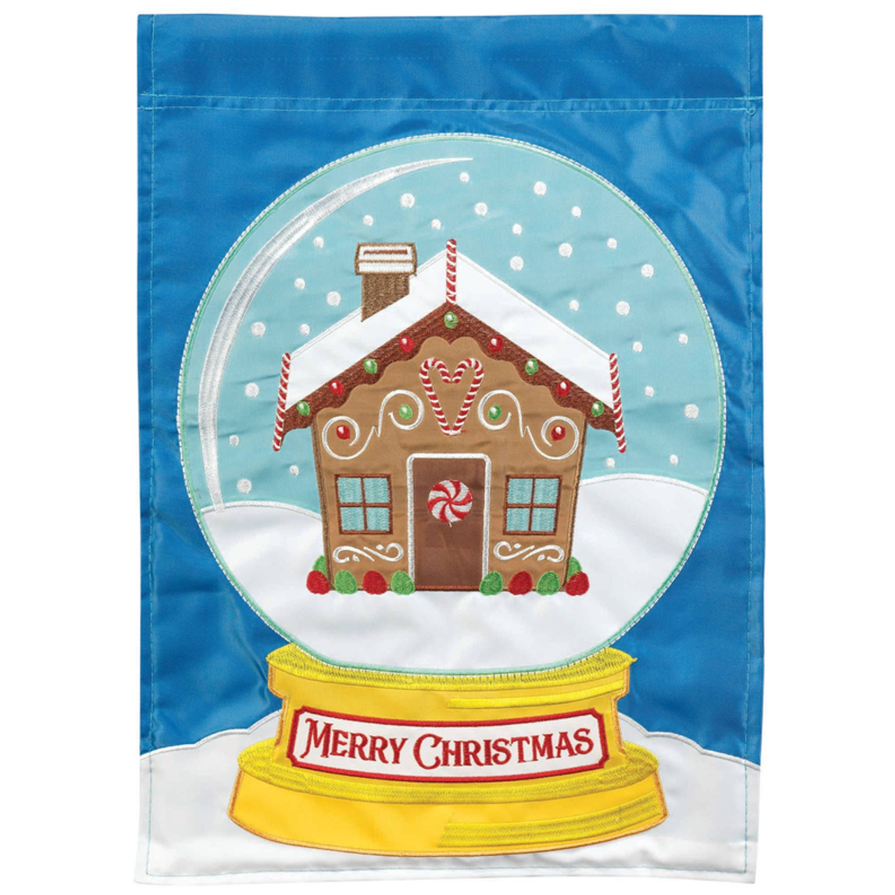 Gingerbread Snowglobe Merry Christmas Garden Flag