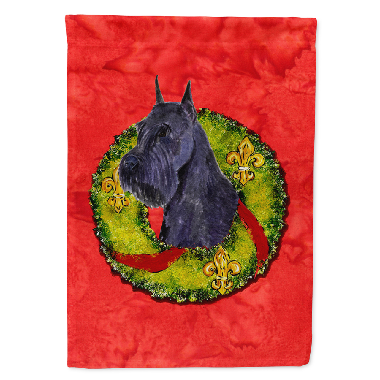 Christmas Wreath With Dog Flag Garden Size - S000213B001695P119072V000
