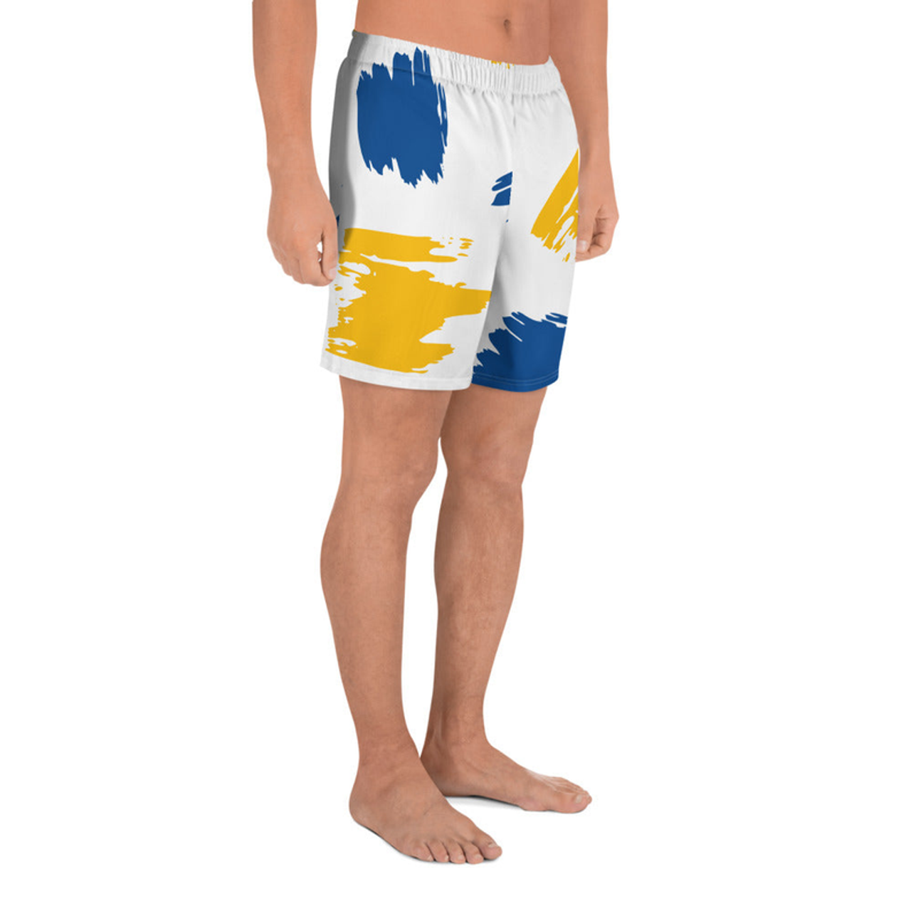 Yellow Blue Brushstroke Athletic Shorts - 2308676_9811 Yellow Blue Brushstroke Athletic Shorts - 2308676_9811