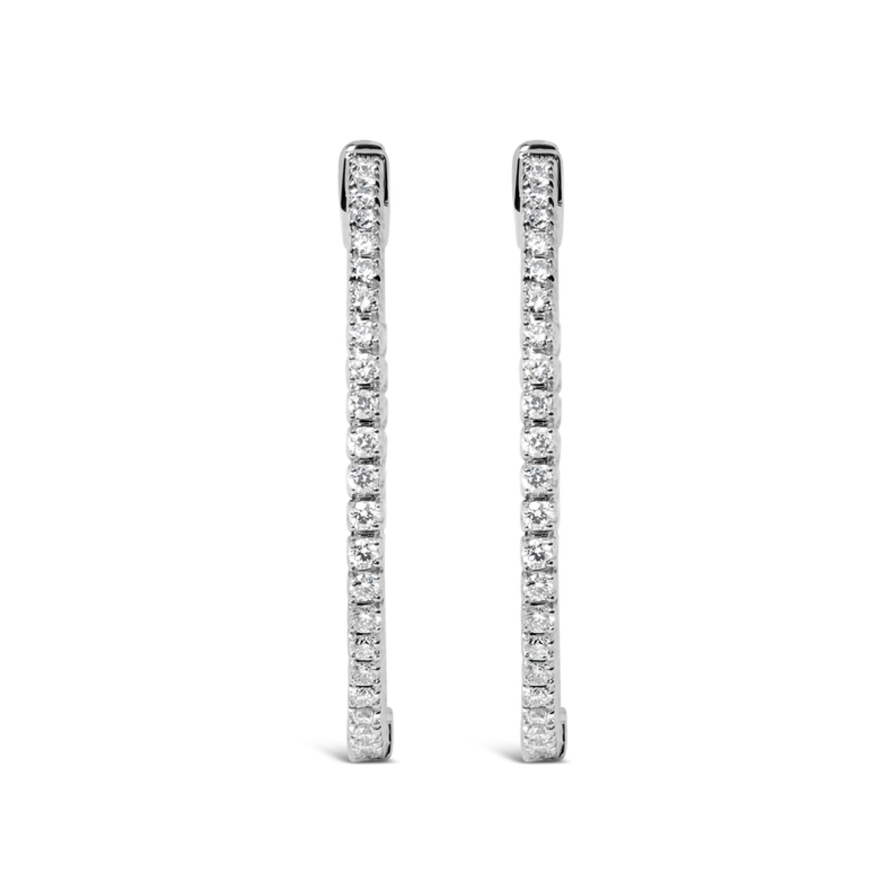 14K White Gold 1 1/2 Cttw Lab Grown Diamond Inside Out Hoop Earrings (G-H Color, VS2-SI1 Clarity)