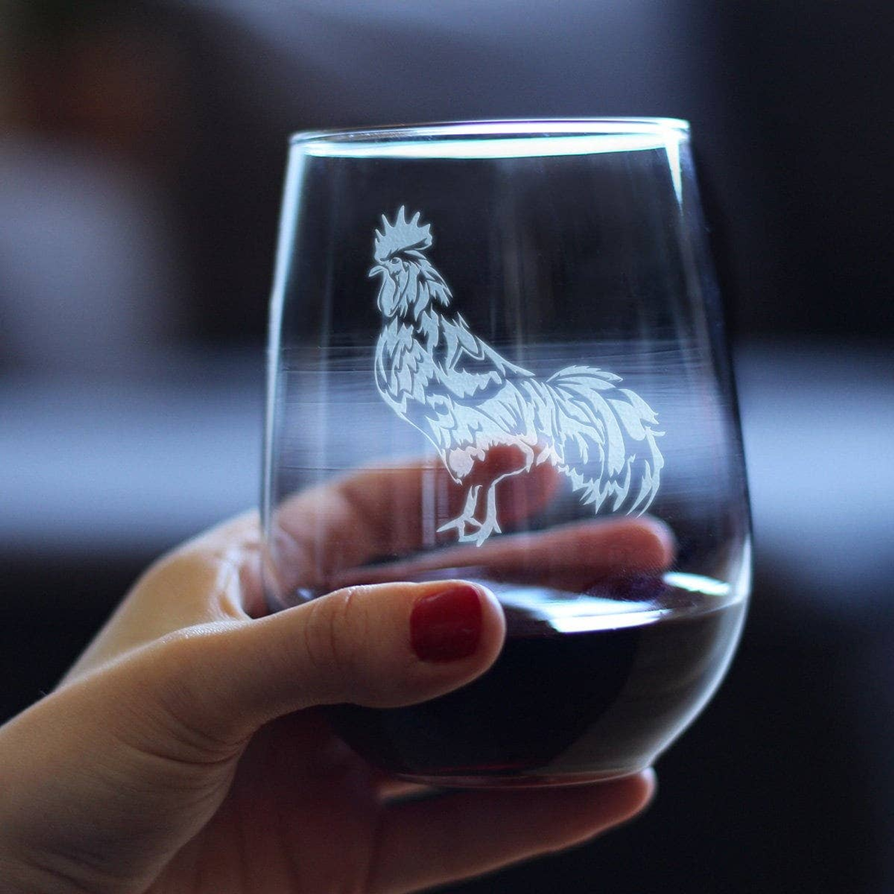 Rooster Stemless Wine Glass - Farmhouse Gifts and Decor