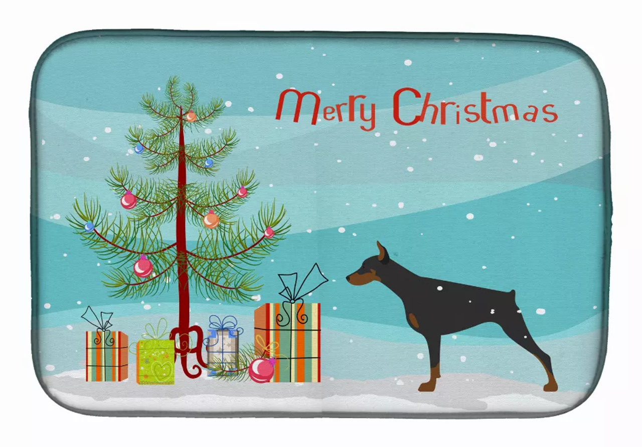 Christmas Tree and Dog on Dish Drying Mat - S000213B001695P115594V018