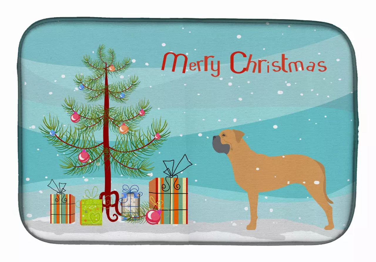 Christmas Tree and Dog on Dish Drying Mat - S000213B001695P115594V013