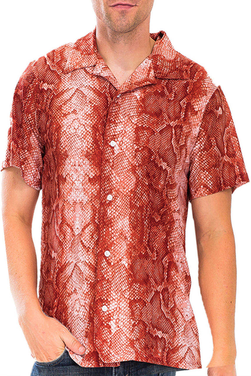 Hiatus Snake Print Button Up - WS9033-RD-XL