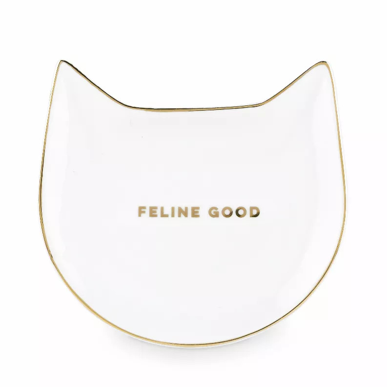 Feline Good: White Cat Tea Tray