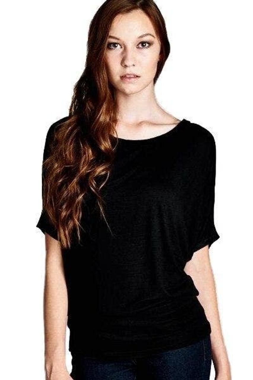 Dolman Short Sleeves Top Black