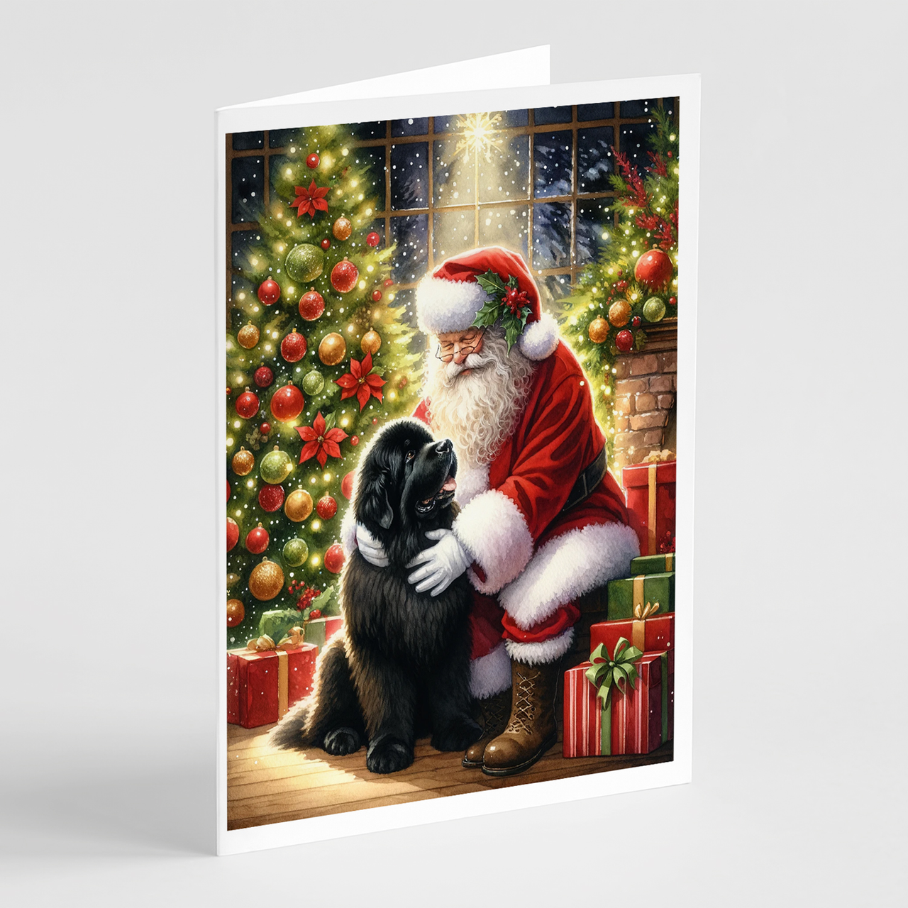 Newfoundland and Santa Claus Greeting Cards Pack of 8