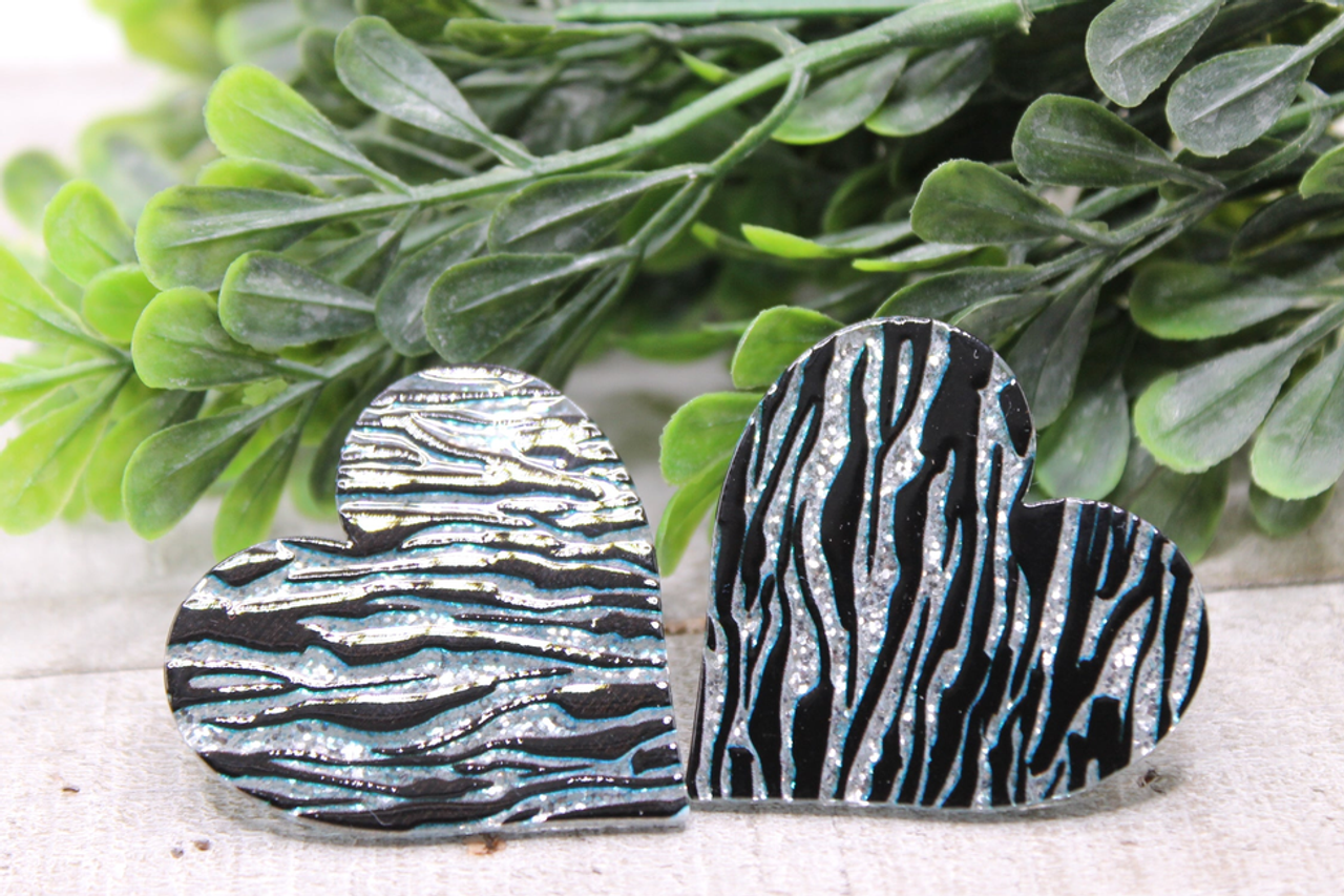 Zebra Hearts || Large Stud Earrings Zebra Hearts || Large Stud Earrings
