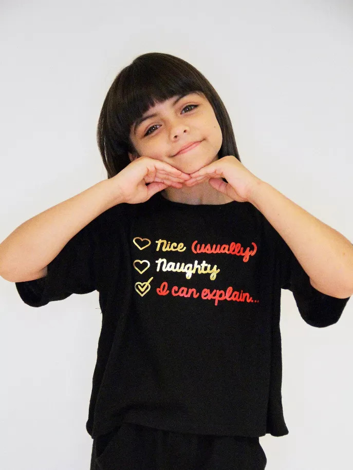 Hacci Brushed Boxy Top "Nice, Naughty, I Can Explain" - S001831B002253P000364V008