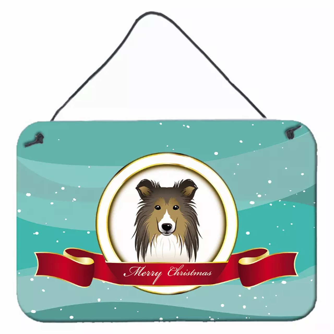 Merry Christmas Design with Dog Art Wall or Door Hanging Prints - S000213B001695P055784V000