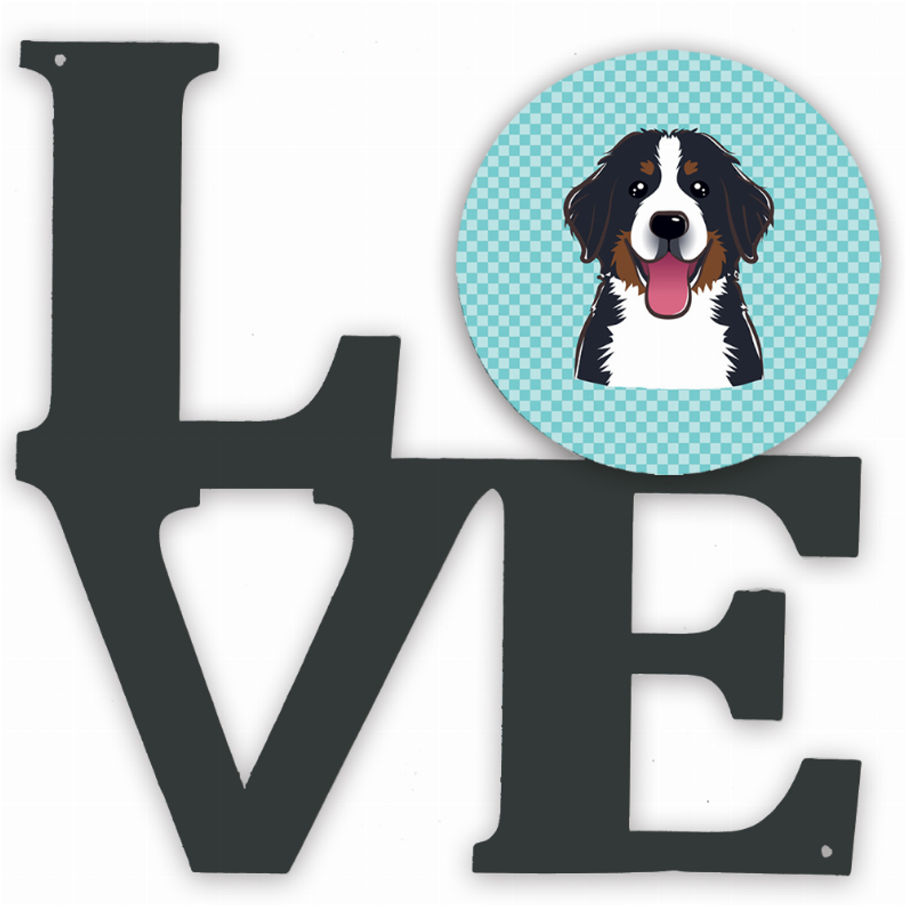 Checkerboard Dog Face Metal Wall Artwork LOVE - S000213B001695P011325V000
