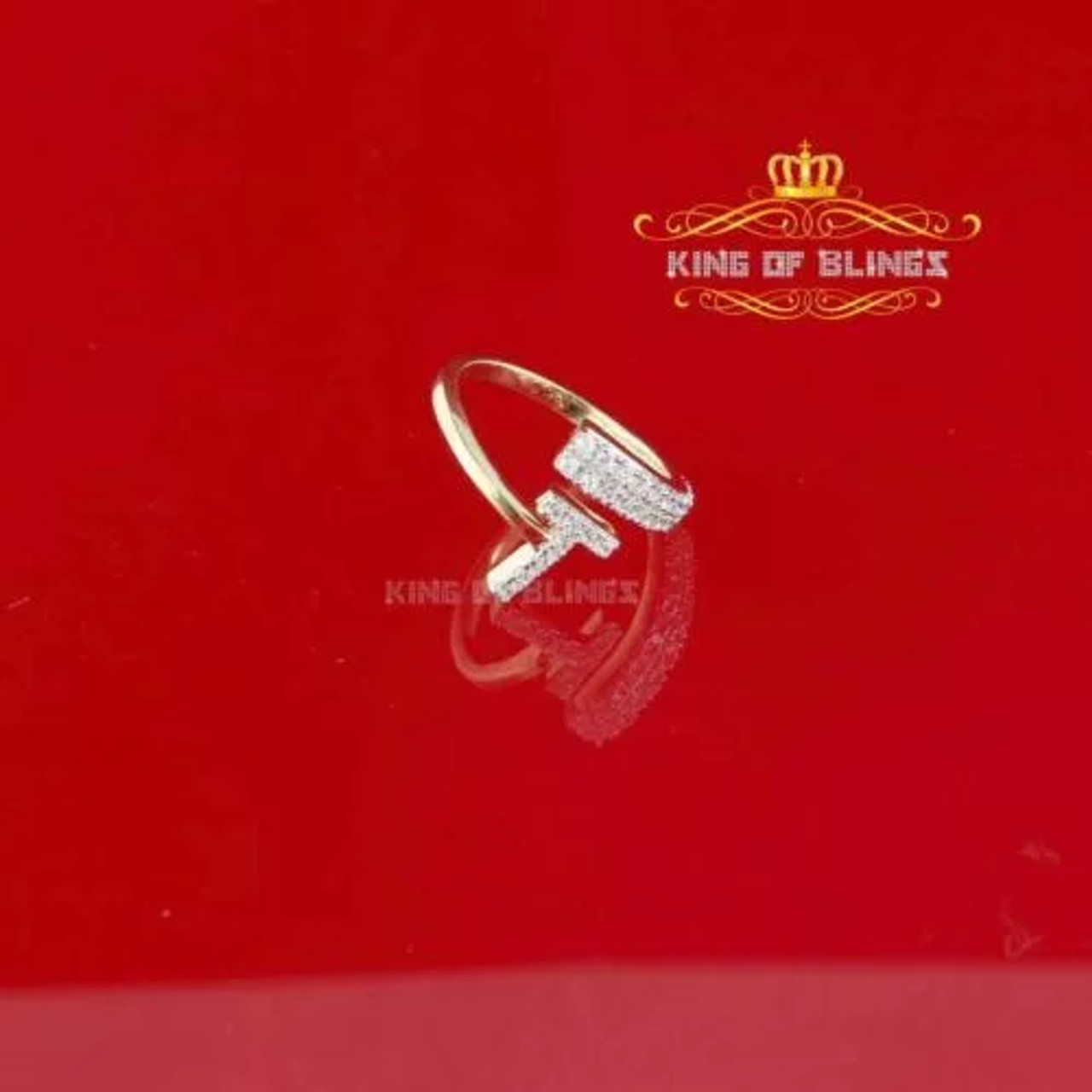 10K Yellow Gold Finish Alphabets Silver Rings With Lab Created Diamonds - 14939YT-A9KOB