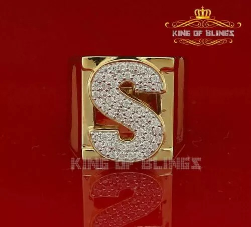 10K Yellow Gold Finish Alphabets Silver Rings With Lab Created Diamonds - 15159YS-A39KOB