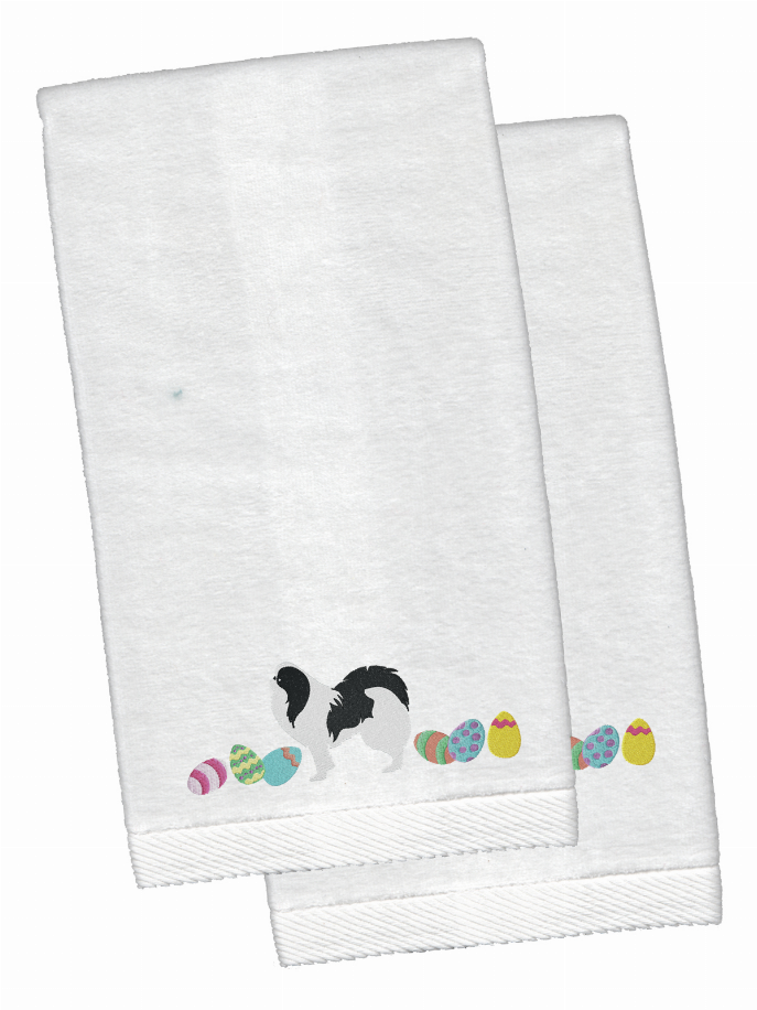 Easter Dog Design White Embroidered Plush Hand Towel Set of 2 - CK1658KTEMB