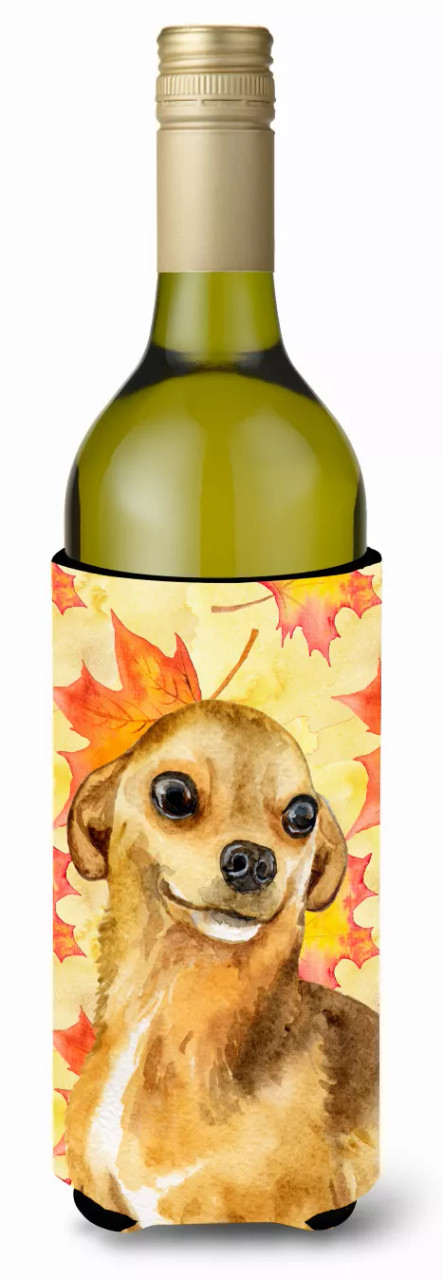 Dog with Fall Design Wine Bottle Hugger - S000213B001695P111231V000