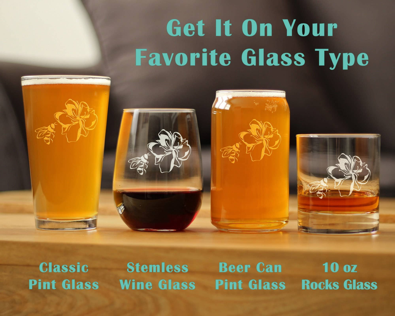 Bee Flower Whiskey Rocks Glass - Garden Gifts and Decor