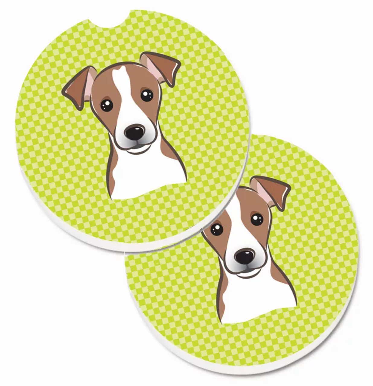 Dog Themed Checkered Cup Holder Car Coasters (Set of 2) - S000213B001695P076416V186