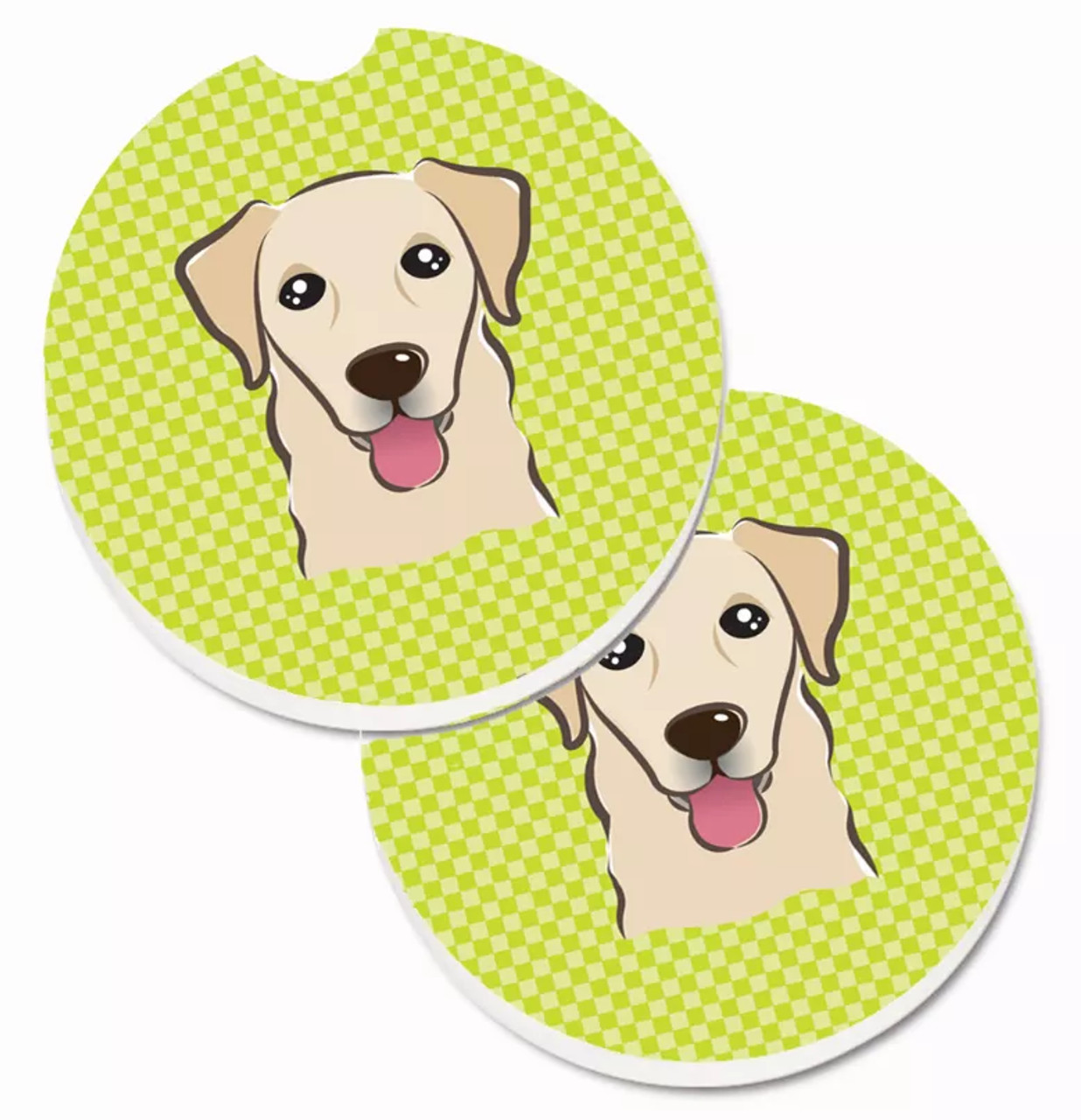 Dog Themed Checkered Cup Holder Car Coasters (Set of 2) - S000213B001695P076416V178