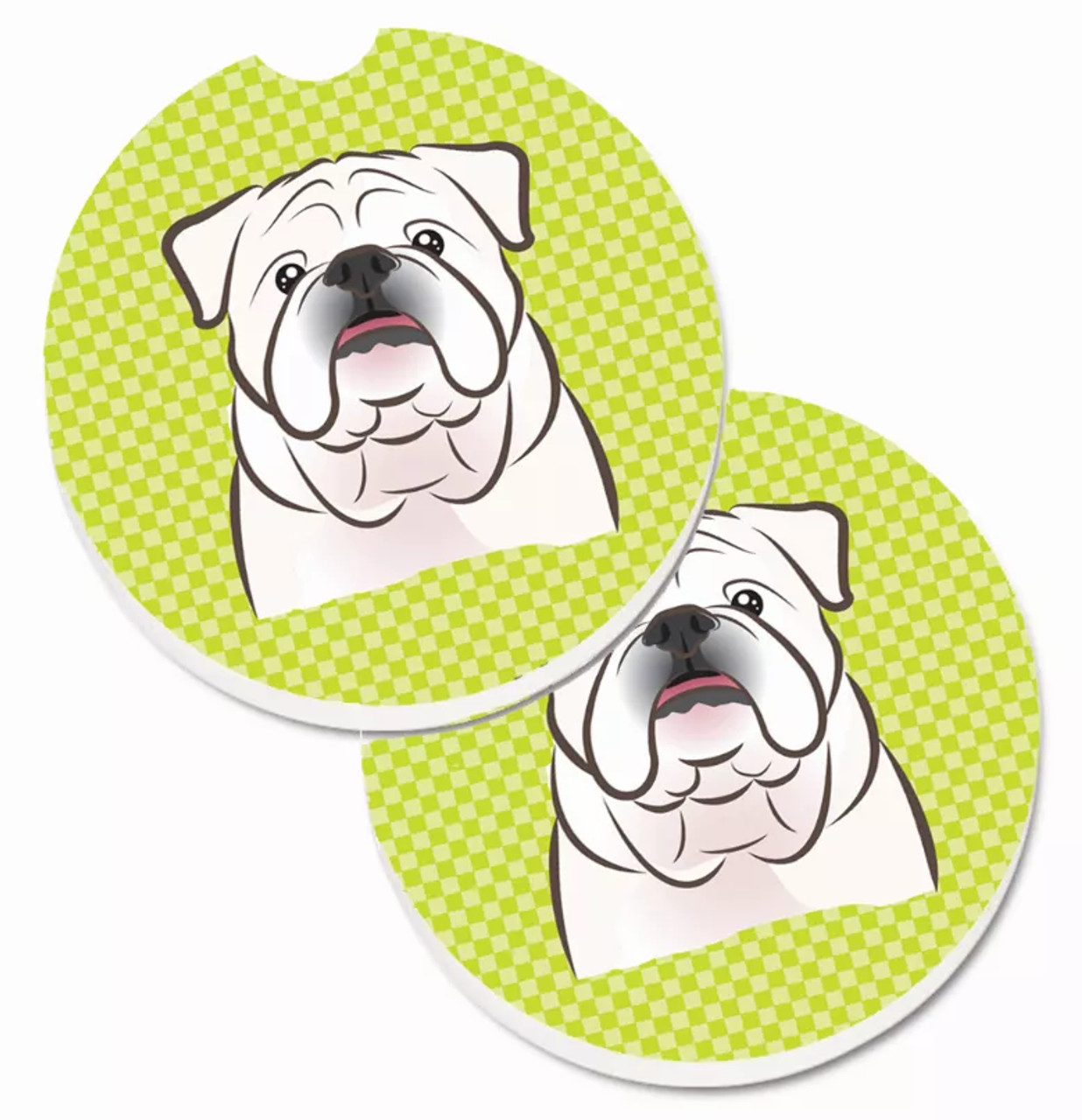 Dog Themed Checkered Cup Holder Car Coasters (Set of 2) - S000213B001695P076416V146