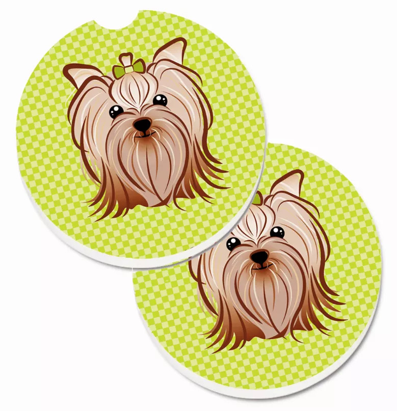 Dog Themed Checkered Cup Holder Car Coasters (Set of 2) - S000213B001695P076416V130