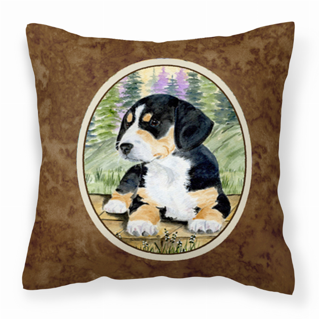 Portrait Artwork with Dog Brown Fabric Decorative Pillow - S000213B001695P022692V000