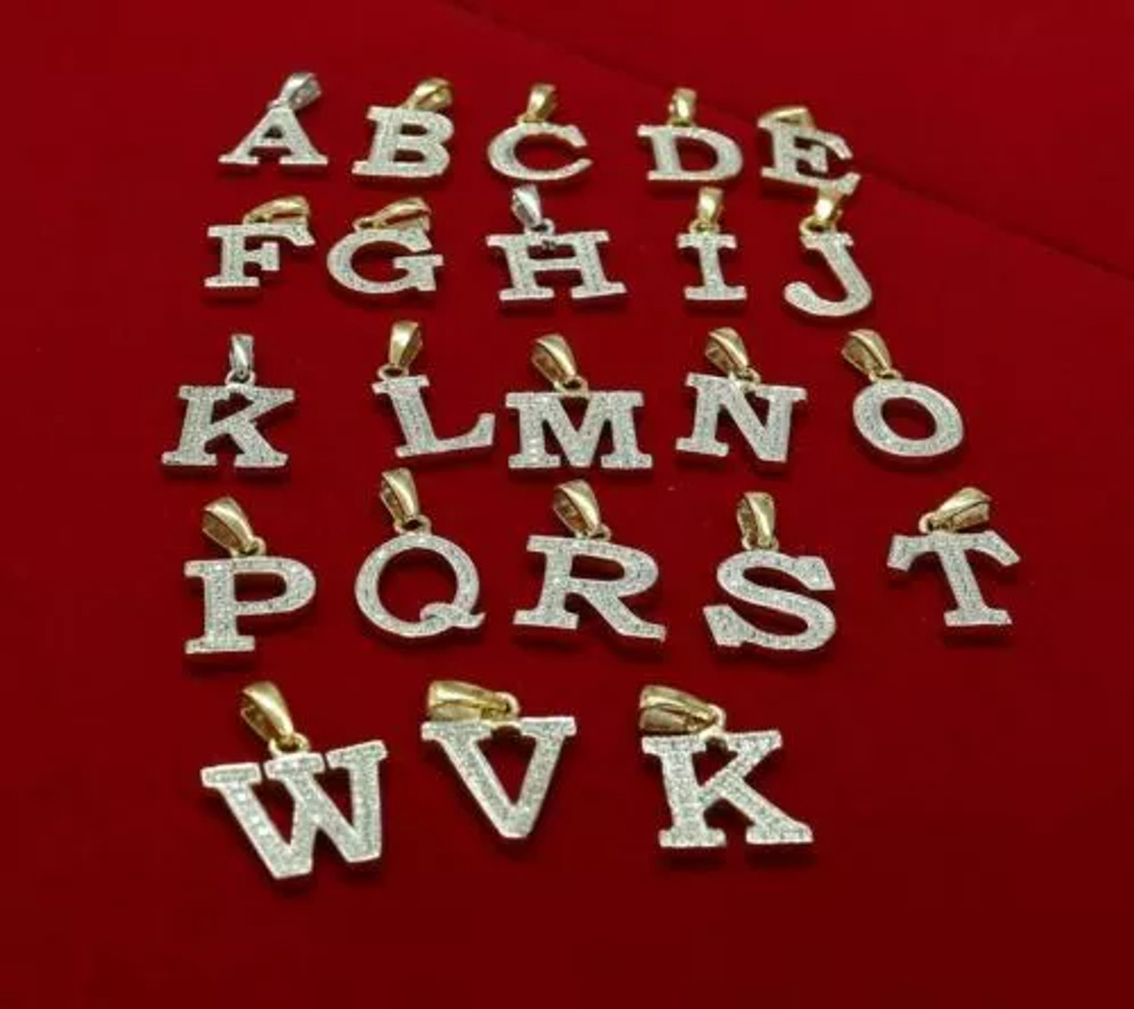 10k White Gold Finish Alphabet With Lab Created Diamonds Silver Pendant - 15422WI-A9KOB
