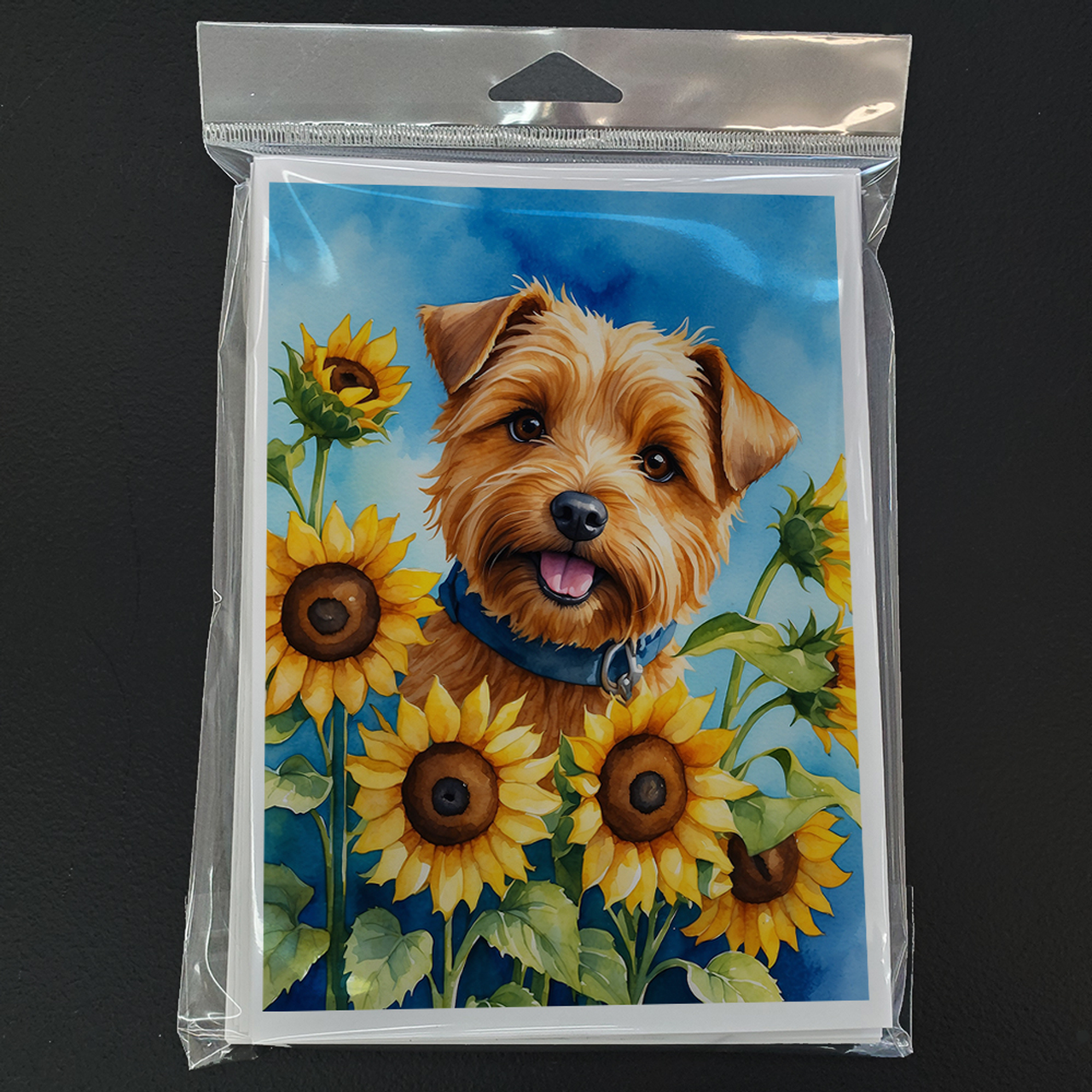Norfolk Terrier in Sunflowers Greeting Cards Pack of 8