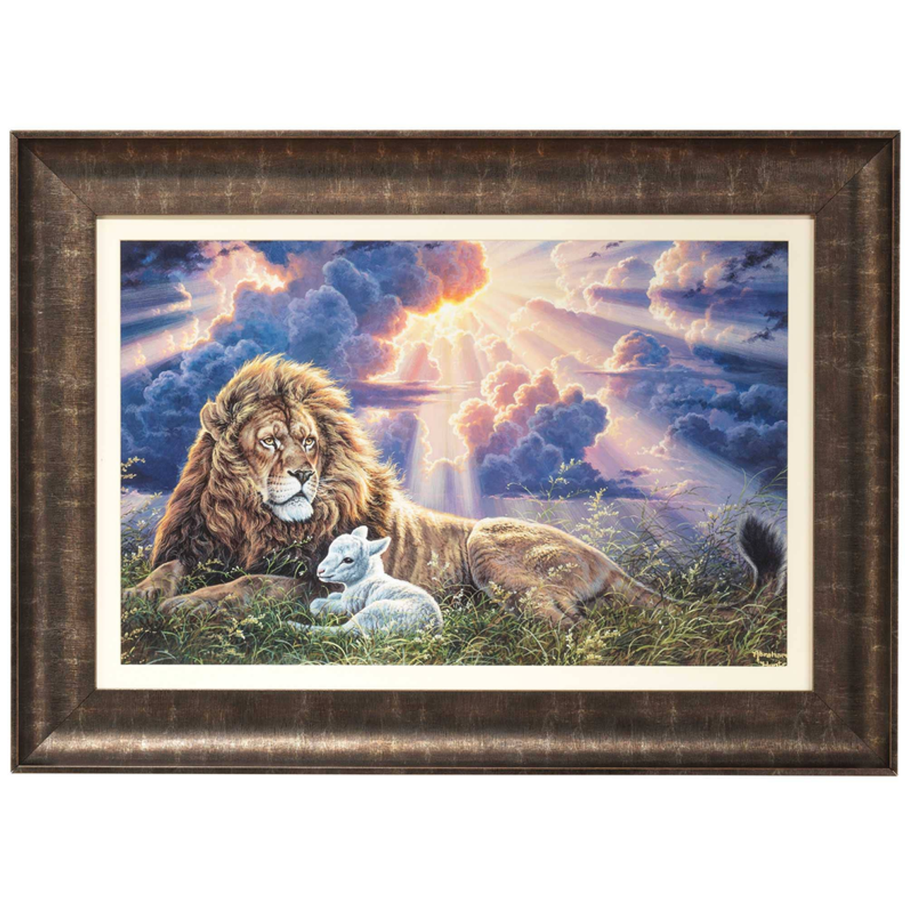 Frame Art Lion Lamb Perfect Peace