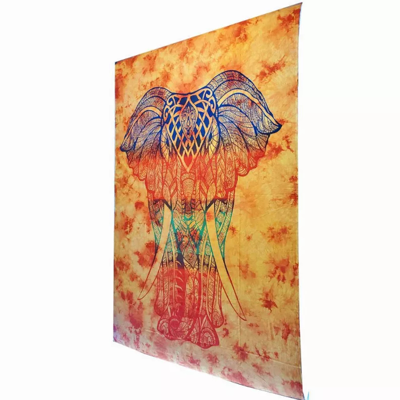 Bohemian Elephant Tie Dye Pattern Hippie Tapestry Psychedelic Wall Hanging Decoration - TAPS1108