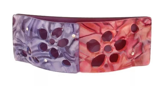 Floral Bridge Overlay Automatic Barrette with Stones - 2011-05