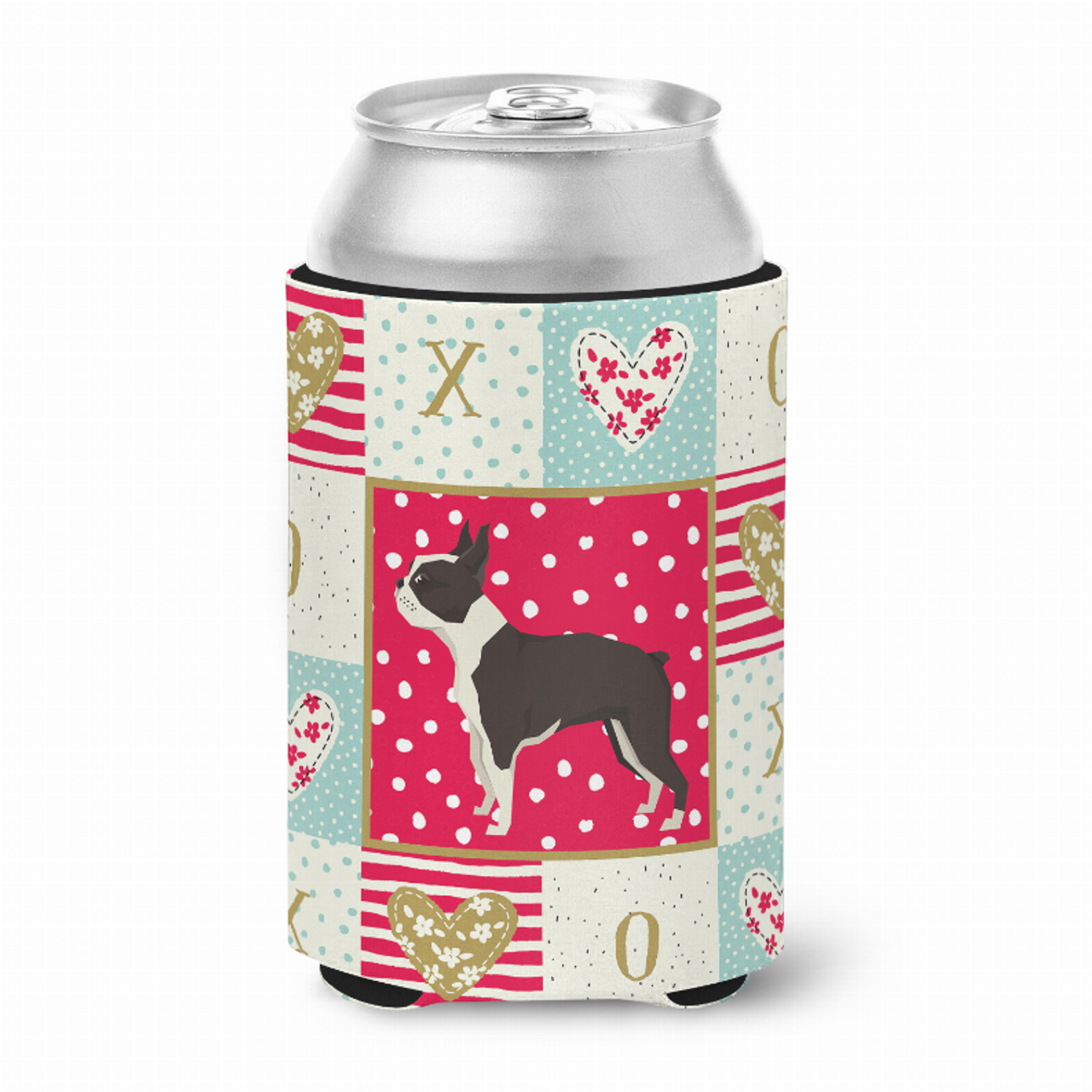 Patchwork Love with Dog Can or Bottle Hugger - CK5915CC