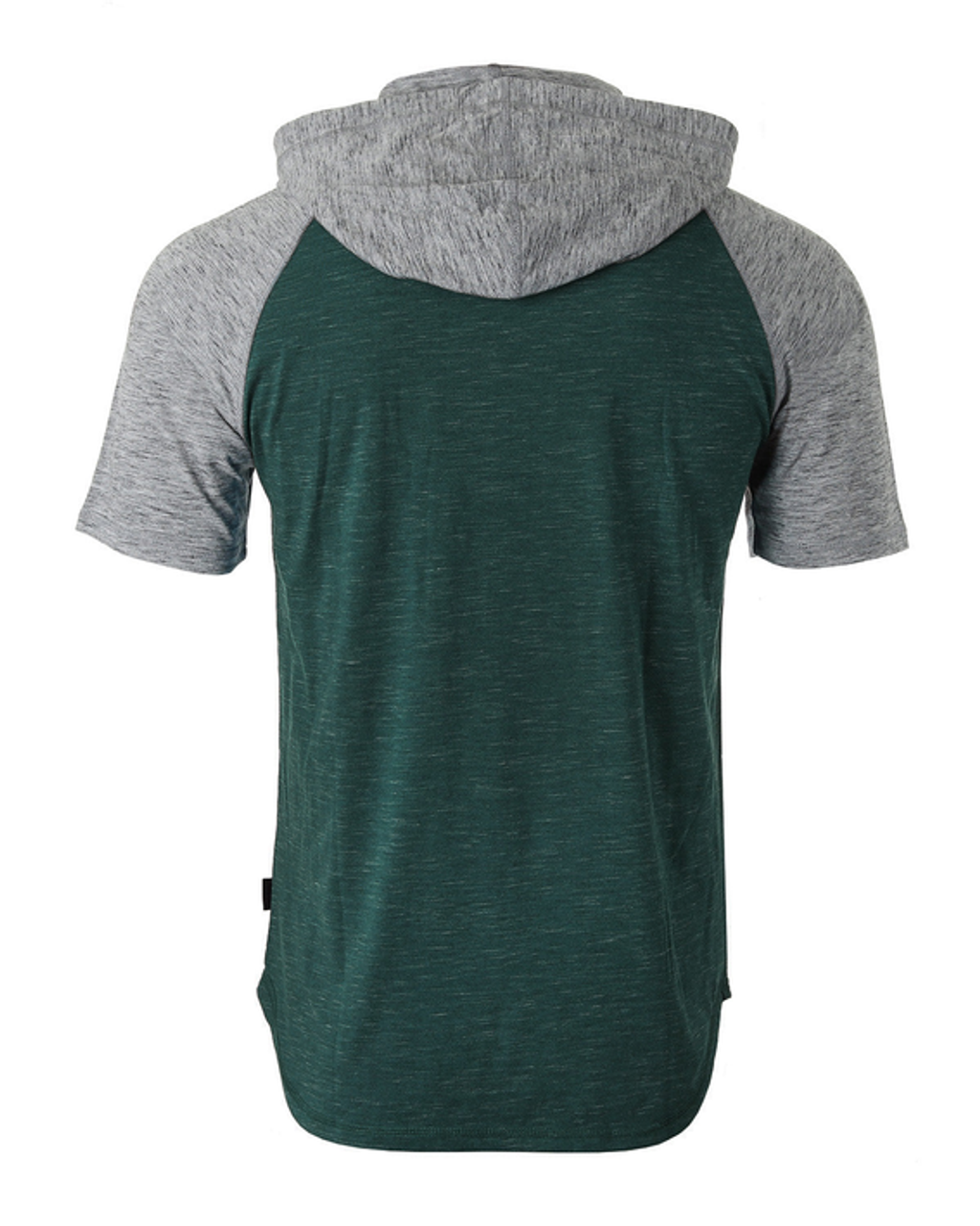 ZIMEGO Men's Short Sleeve Raglan Hoodie Round Bottom Semi Longline T-Shirt - ZGSS150H-TEAL-DGRY-S