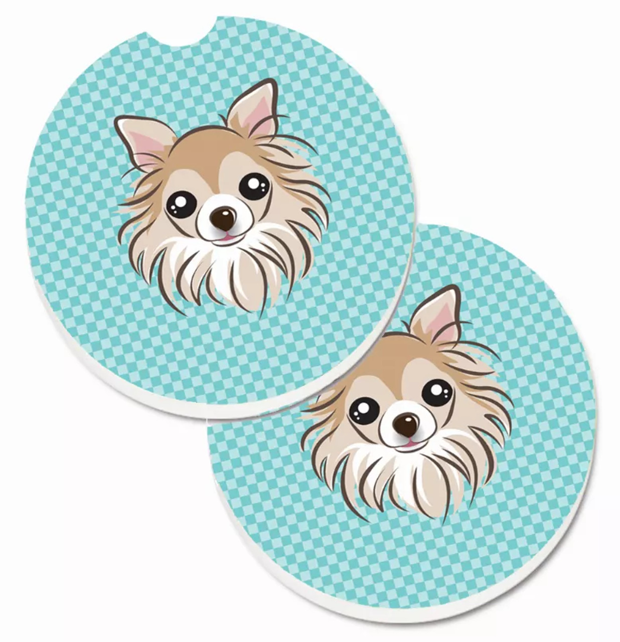 Dog Themed Checkered Cup Holder Car Coasters (Set of 2) - S000213B001695P076416V053
