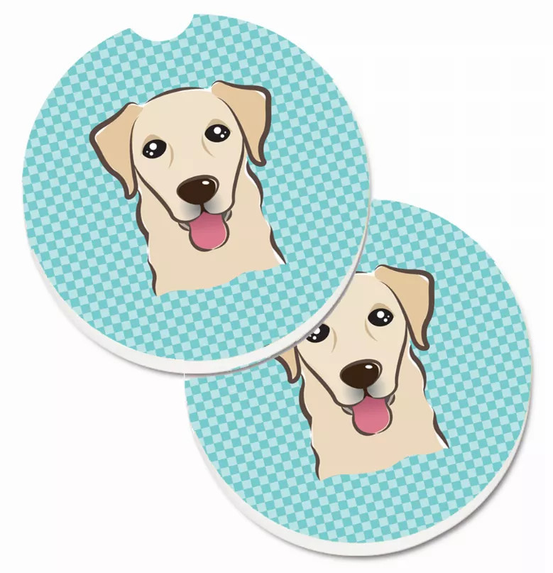 Dog Themed Checkered Cup Holder Car Coasters (Set of 2) - S000213B001695P076416V054
