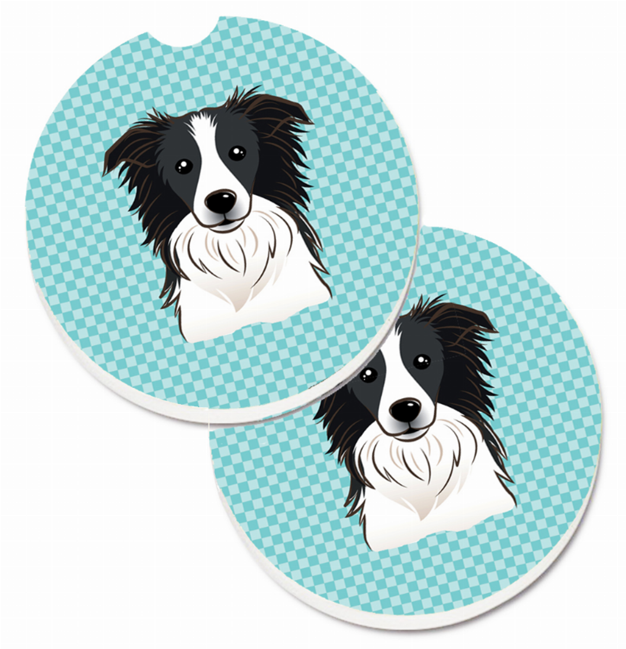 Dog Themed Checkered Cup Holder Car Coasters (Set of 2) - S000213B001695P076416V043