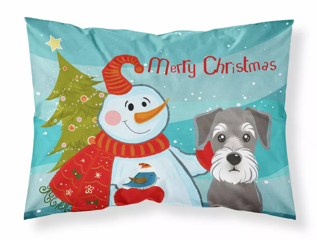 Snowman with Dog Fabric Standard Pillowcase - S000213B001695P057744V000