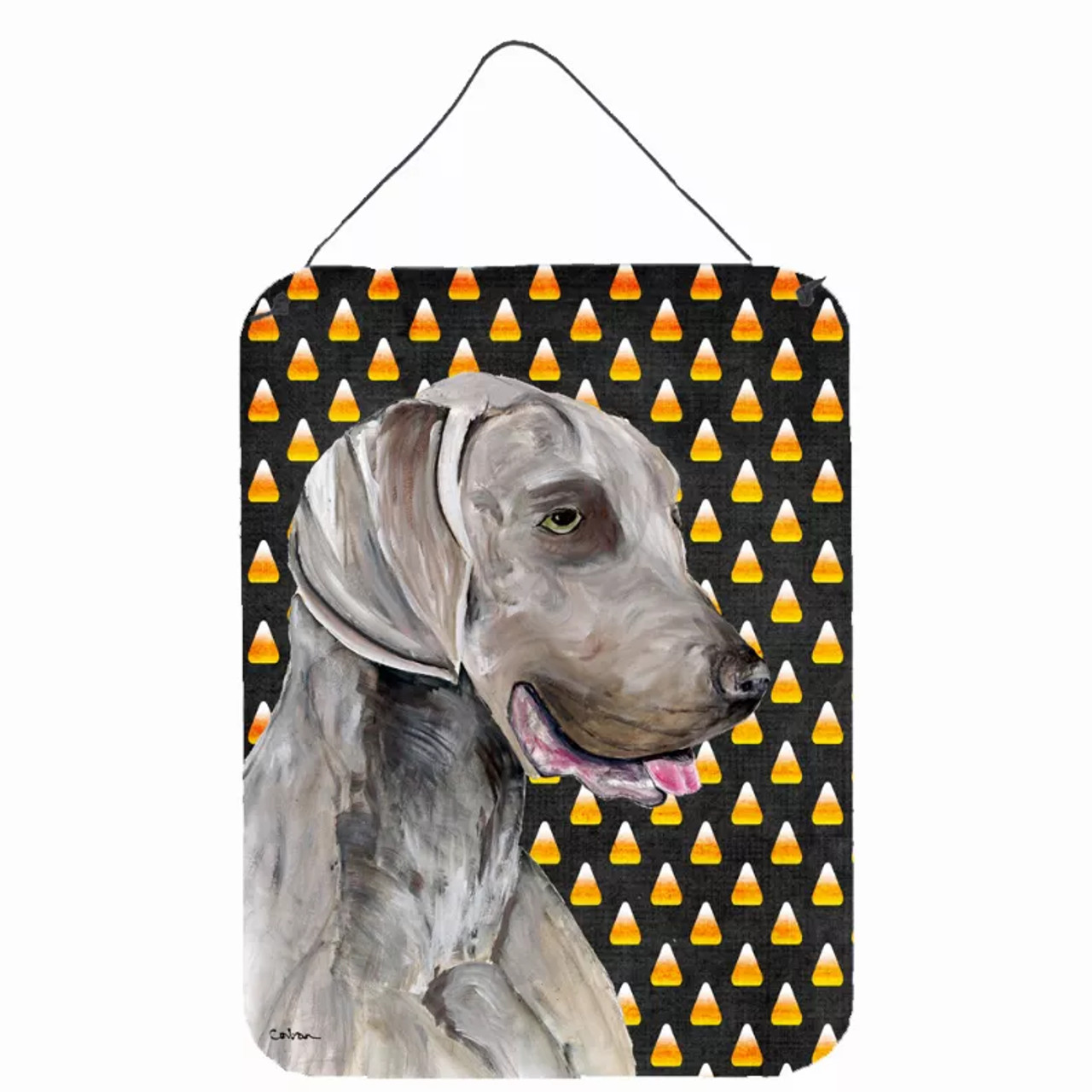 Candy Corn Halloween Design with Dog Wall or Door Hanging Prints - S000213B001695P028852V000