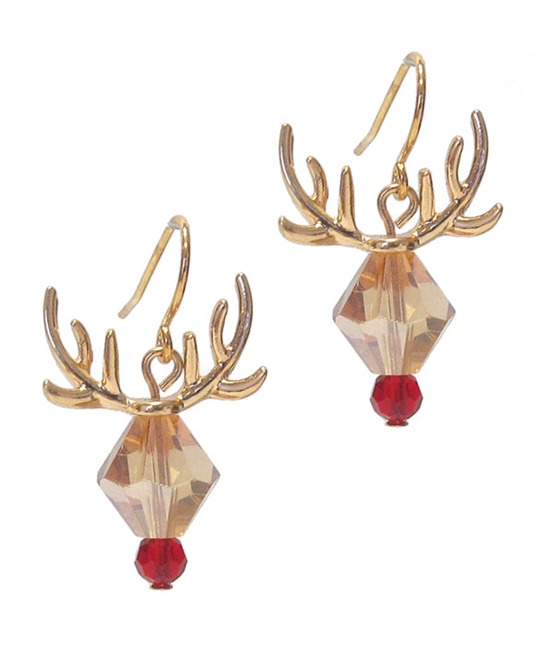 Gold Crystal Rudolph Reindeer Holiday Earring Gold Crystal Rudolph Reindeer Holiday Earring