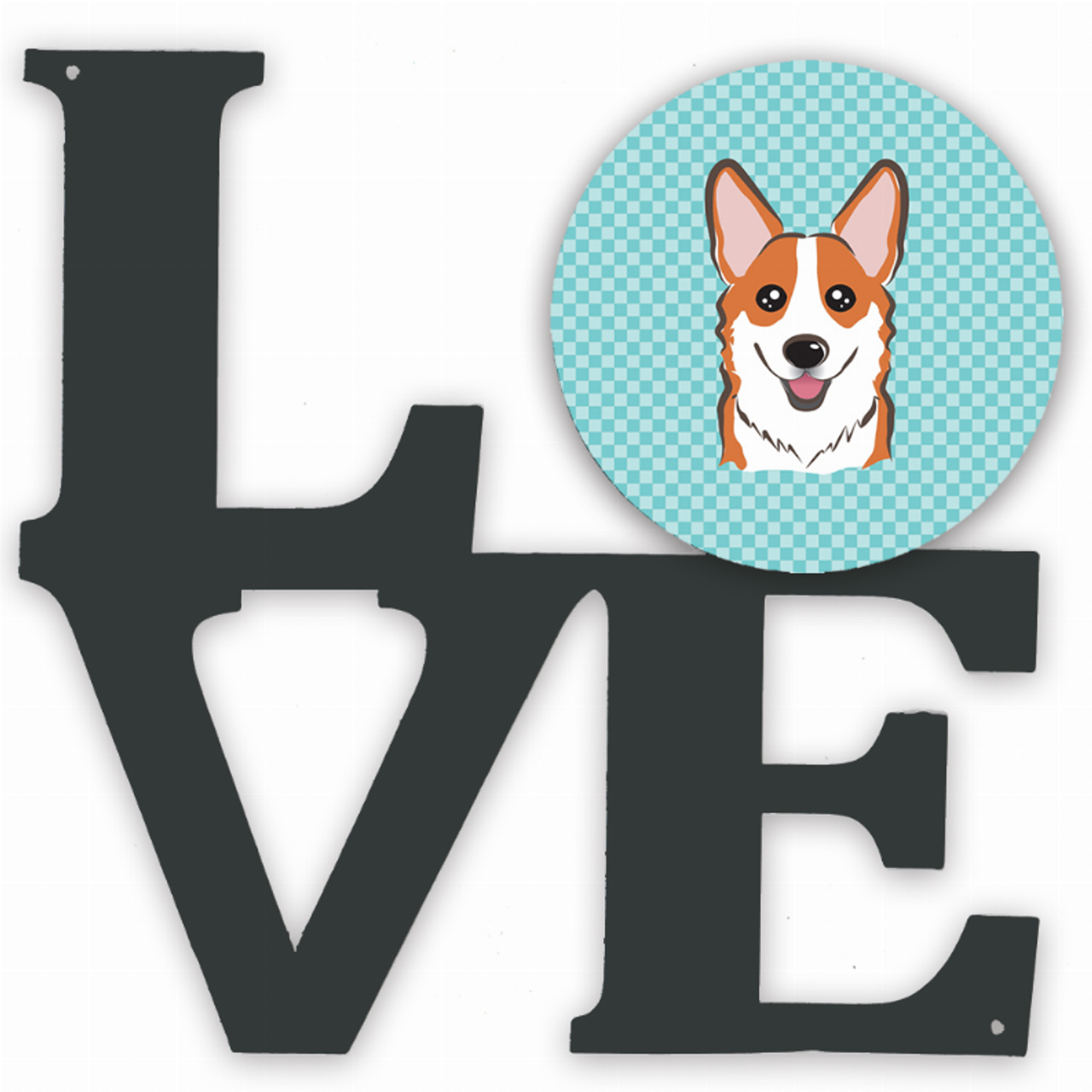 Checkerboard Dog Face Metal Wall Artwork LOVE - S000213B001695P011342V000