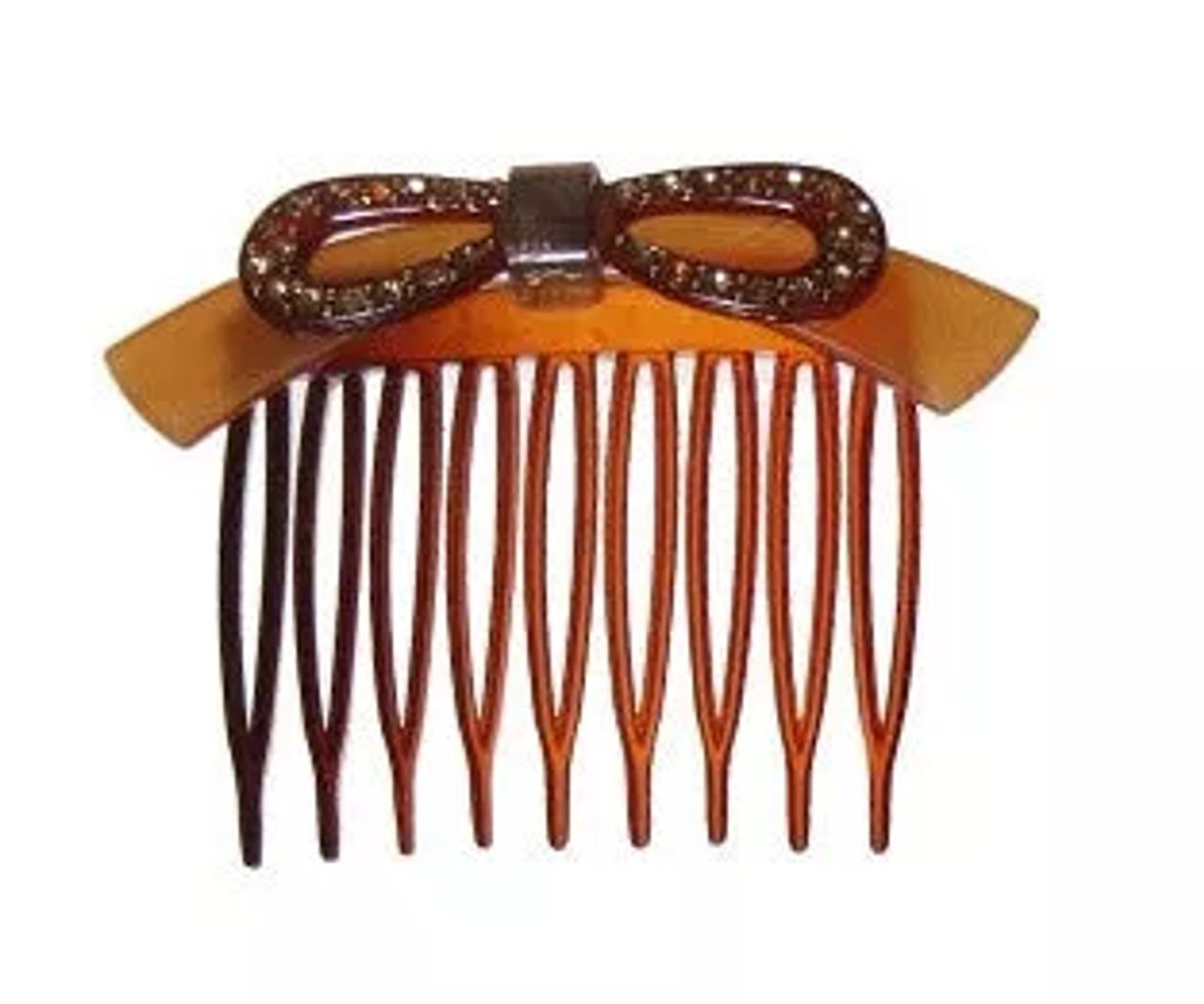 Handmade Side Hair Comb with Rhinestone Bow - 1241-07