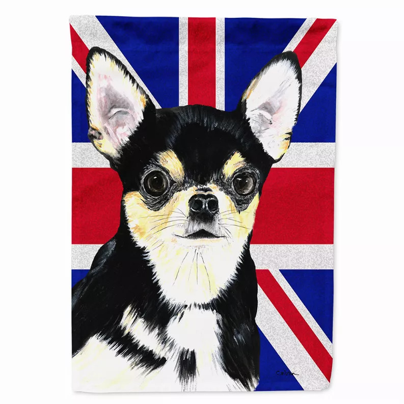 Dog with English Union Jack British Flag Garden Size Flag - S000213B001695P039191V000
