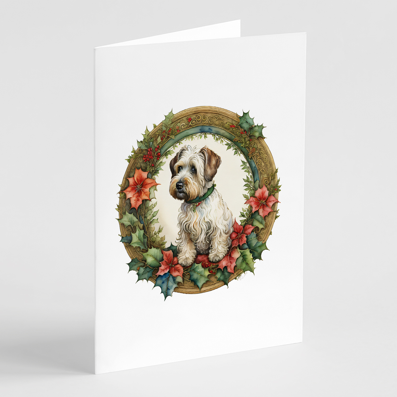 Sealyham Terrier Christmas Flowers Greeting Cards Pack of 8
