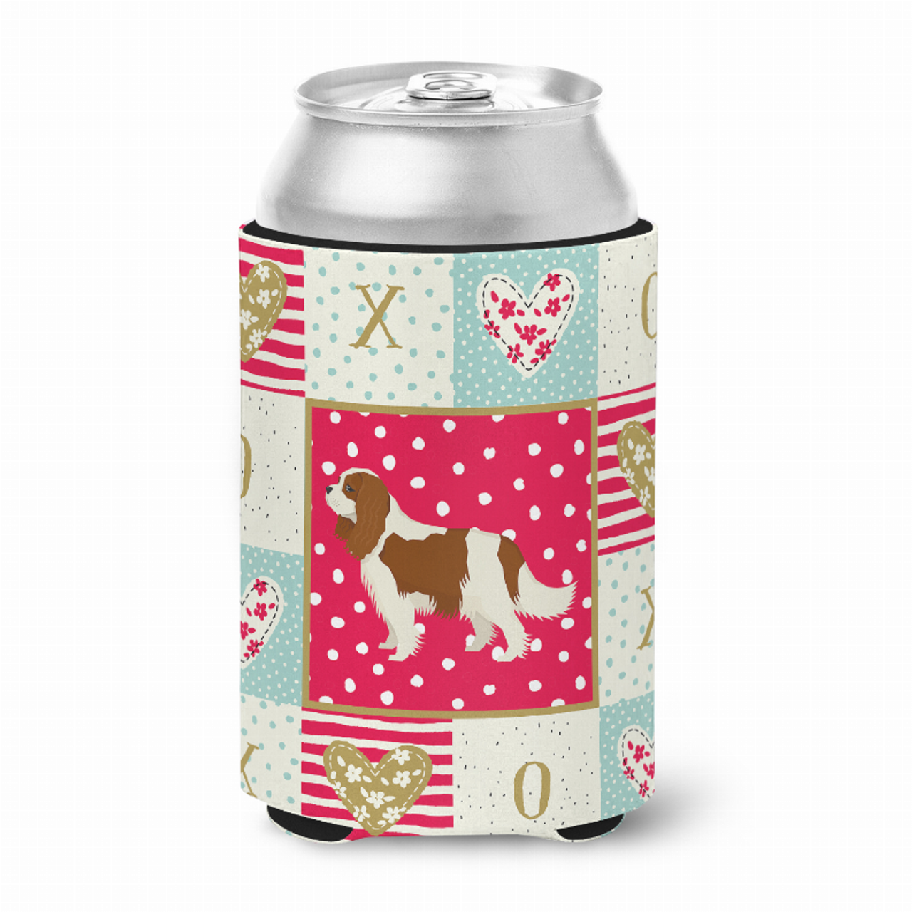 Patchwork Love with Dog Can or Bottle Hugger - CK5919CC