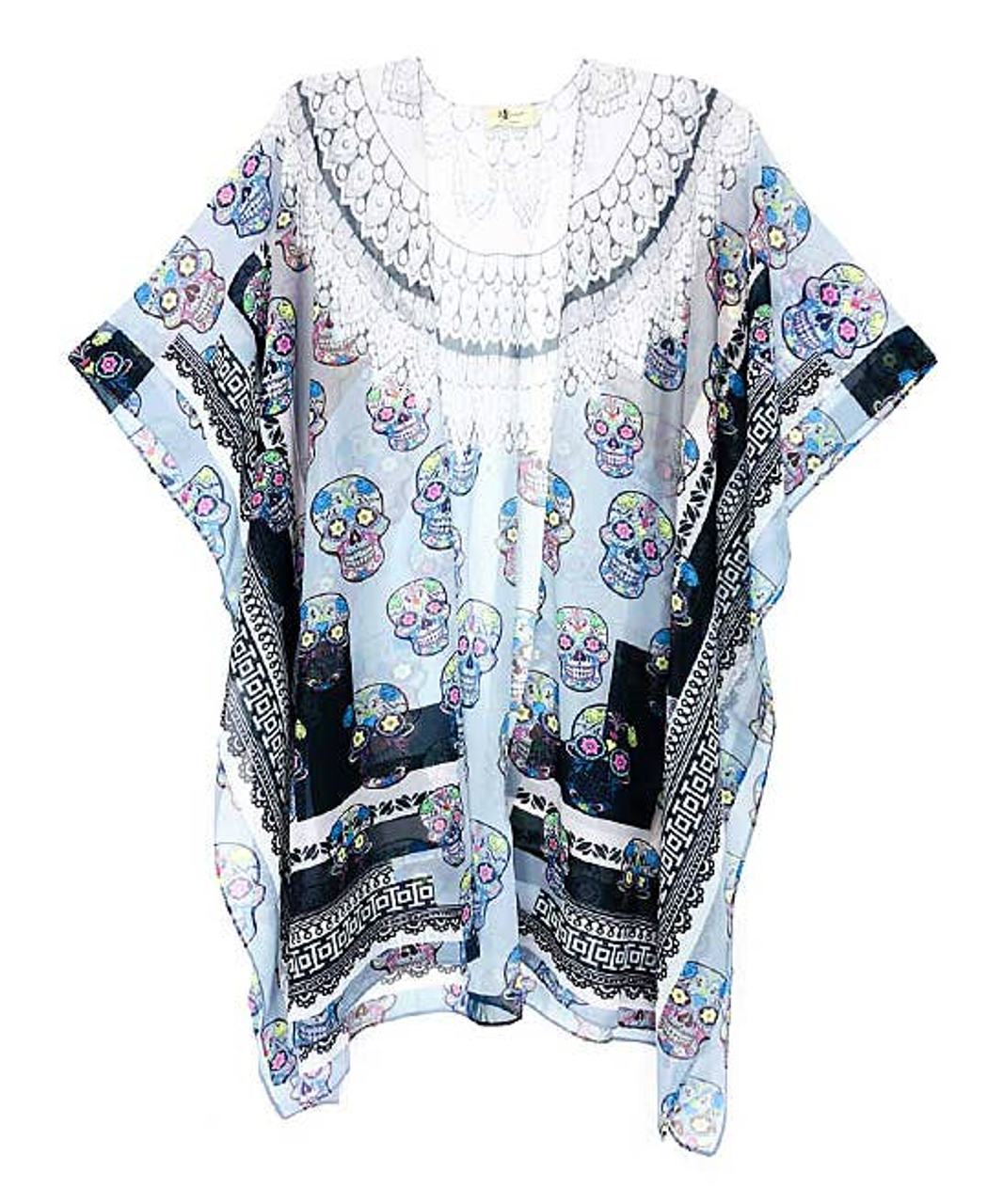 Multi Suger Skull Silk Blend Kimono