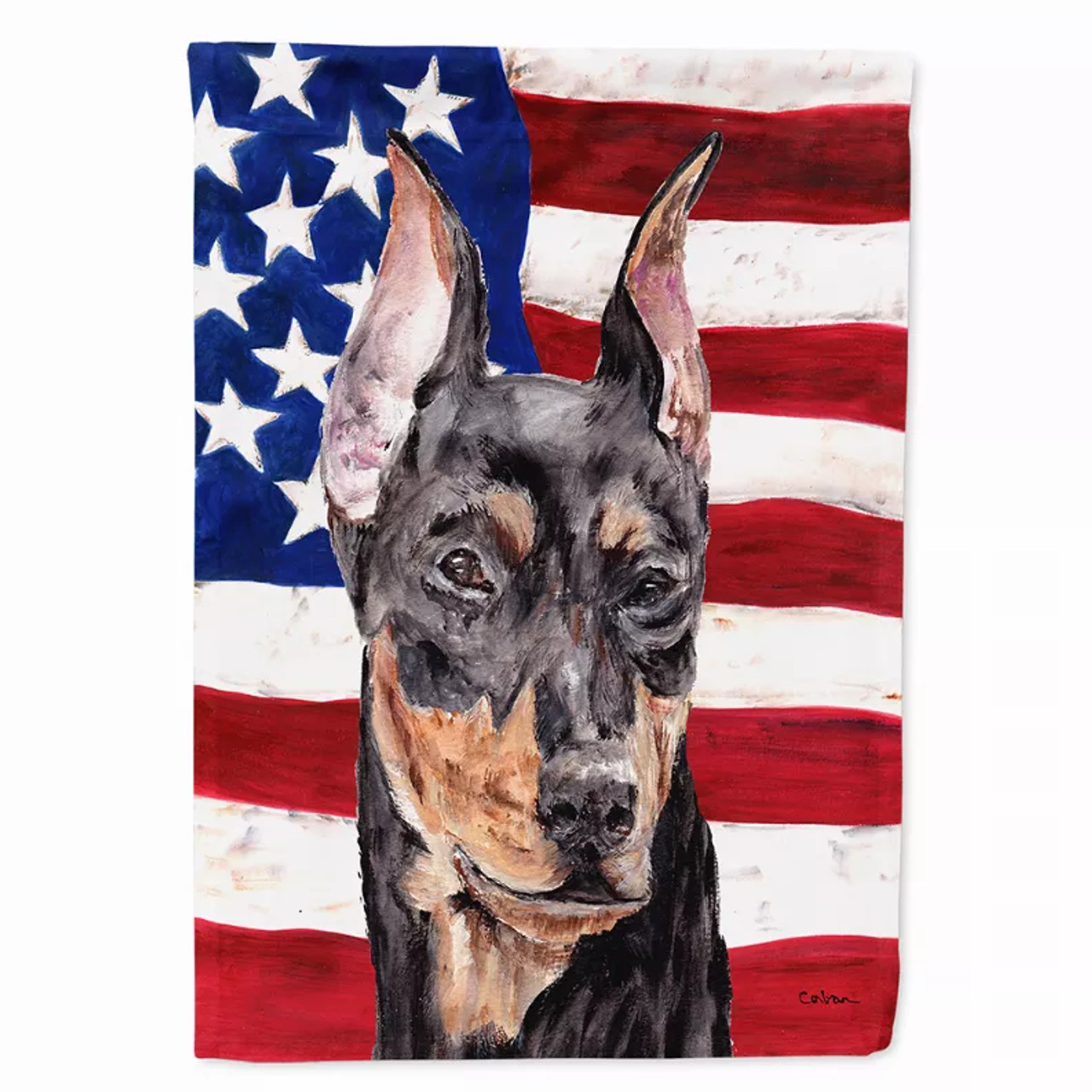Dog with American Flag Garden Size Flag - S000213B001695P038549V000
