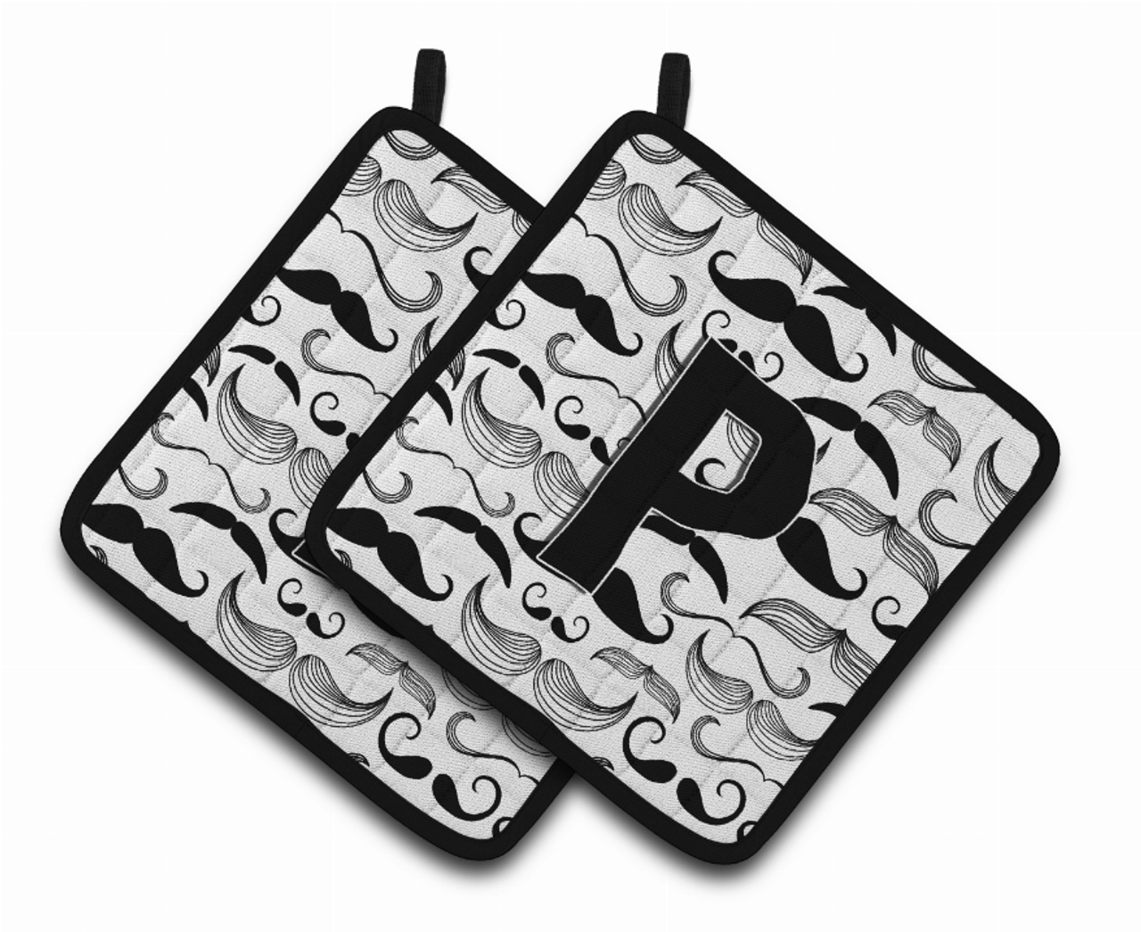 Monogram Moustache Pair of Pot Holders - CJ2009-PPTHD